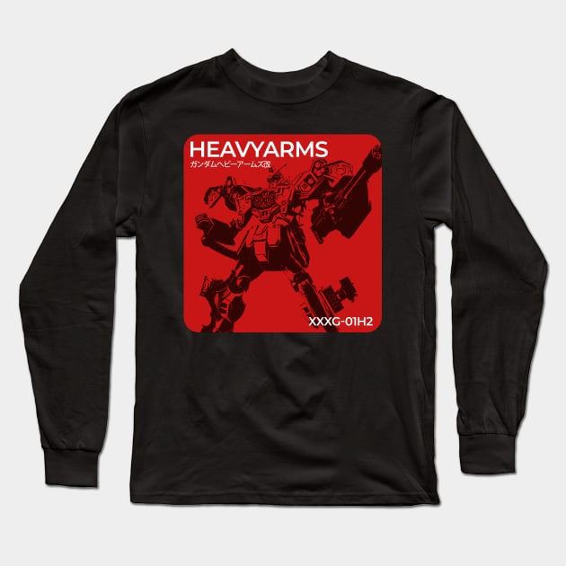 gundam heavyarms- red stencil Long Sleeve T-Shirt by Thermul Bidean